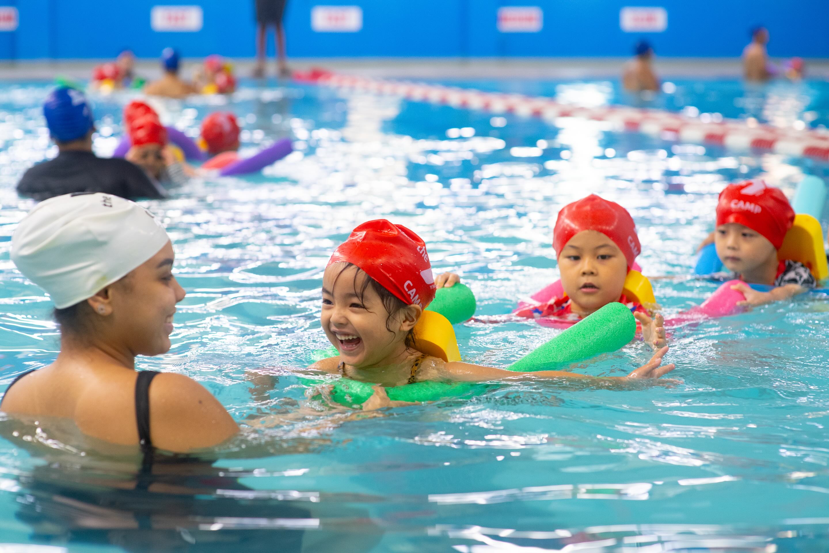 kids swimming in pool