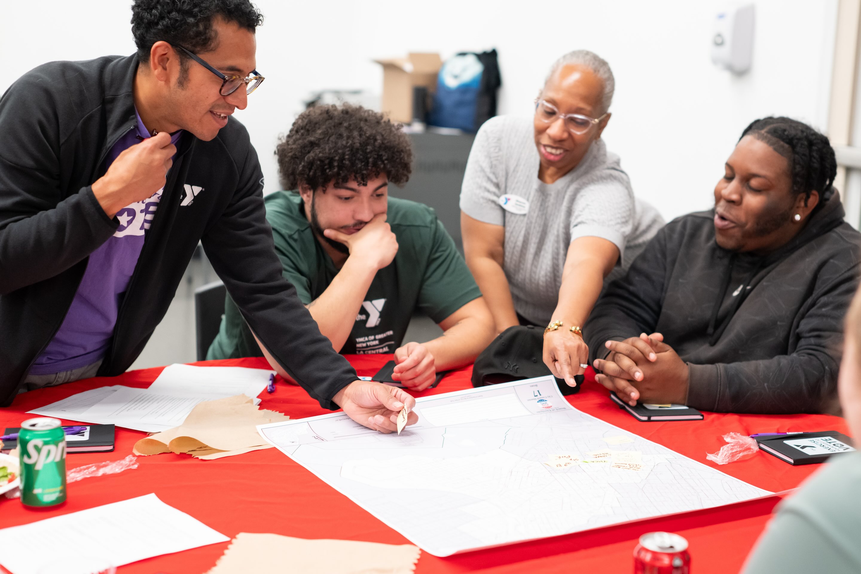 4 people around table
