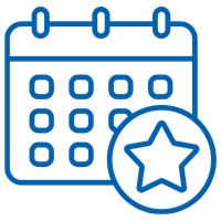 icon of calendar with circle star on a date