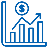 icon of stock graph and dollar sign