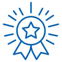 icon of medal with star on it and ribbon