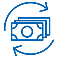 icon of dollar bills with two arrows circling around them