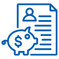 icon of paperwork with piggy bank