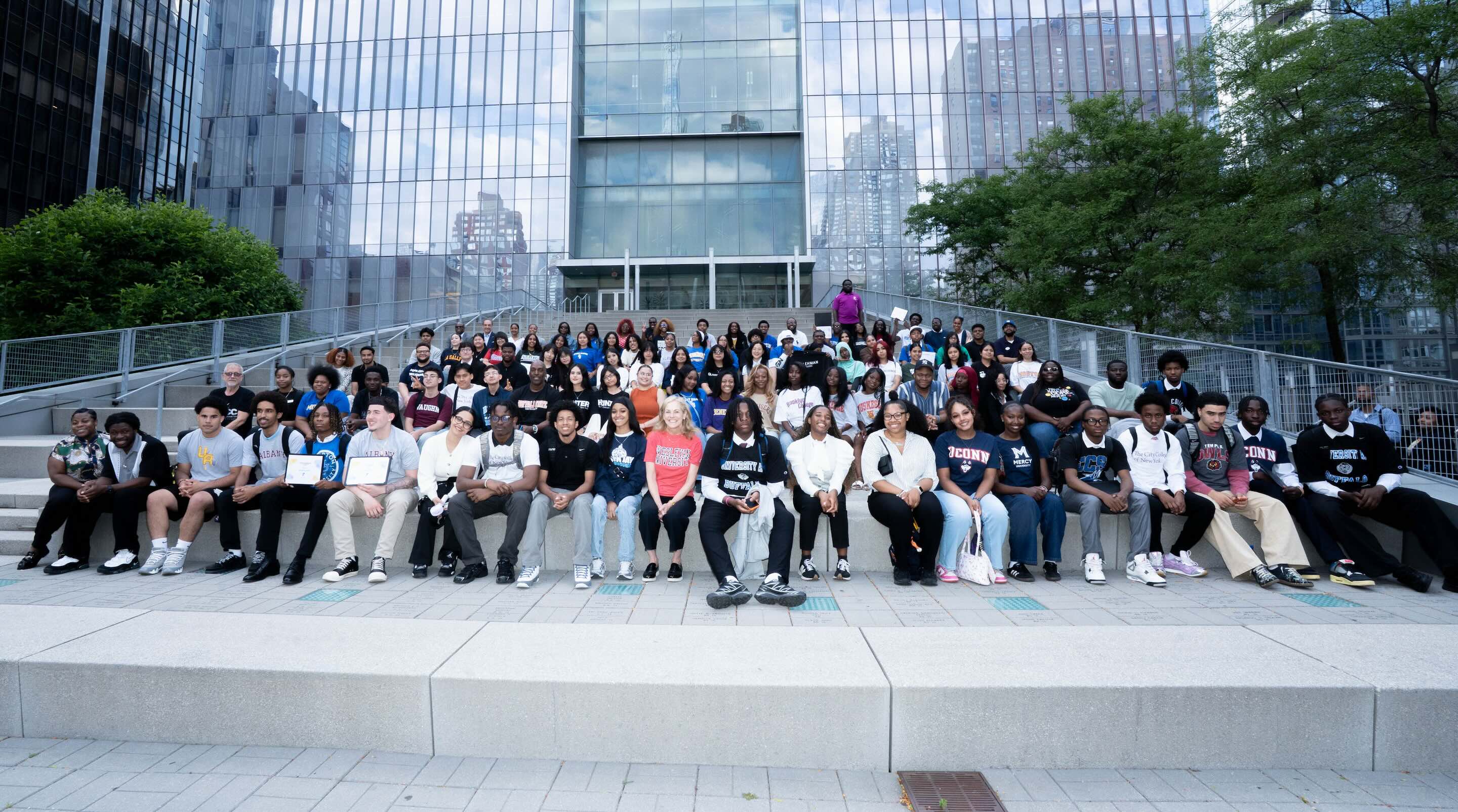 large group seated on steps
