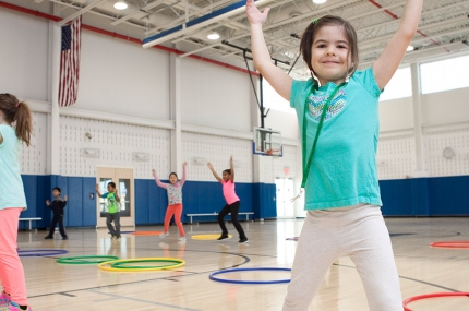 Cheerleading class for kids at the YMCA