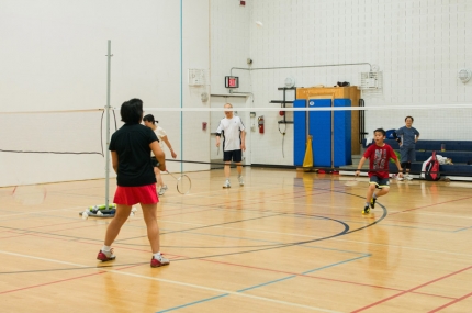 Members playing badminton