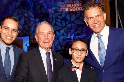 Former NYC mayor Michael Bloomberg and other attendants at a YMCA event.