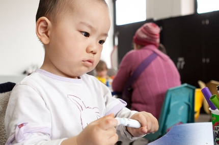 A child drawing.