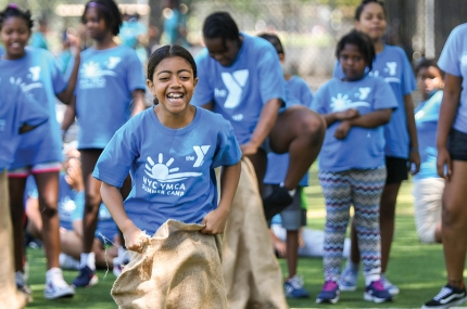 Summer campers outside in Brooklyn YMCA