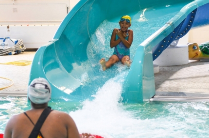 Summer campers swimming at YMCA
