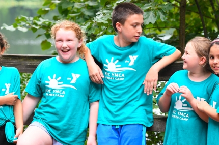 Group of children at YMCA outdoor day camp in Staten Island
