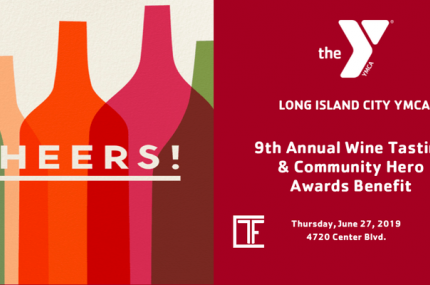 Wine bottle illustration with wine tasting event information text