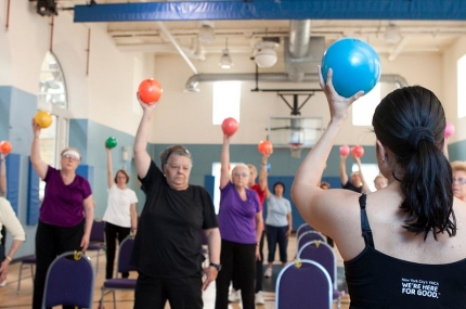 Class lifts AOA balls into air at YMCA group fitness class for seniors