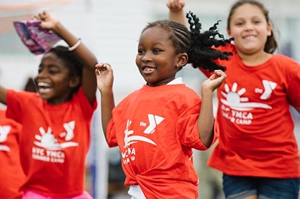 Group of smiling summer campers