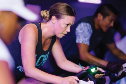 Woman in spin class