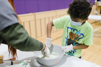 kid making slime