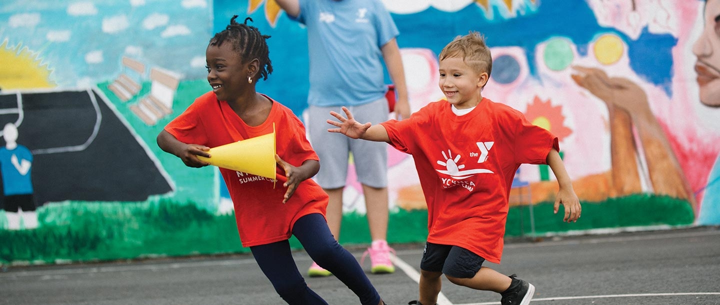Summer campers playing outdoor game