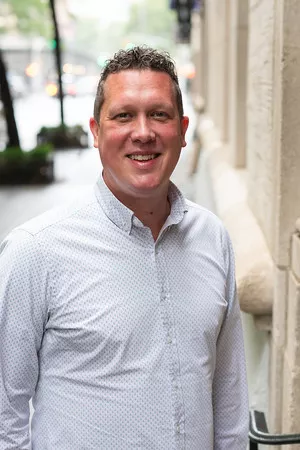 man in collared shirt