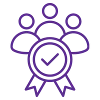 icon of three individuals with celebratory ribbon