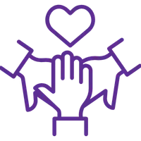 icon of three hands overlapping with a heart