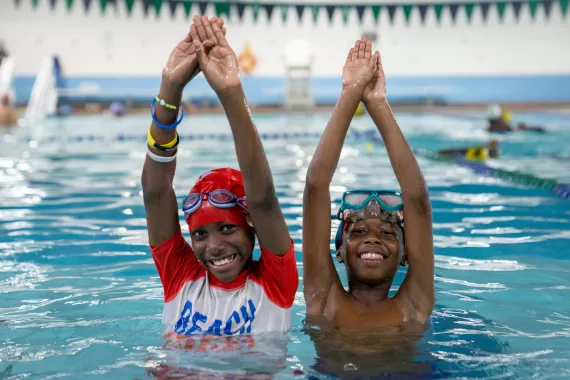 Swimmers in pool