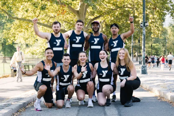 Group photo in park of Y runners