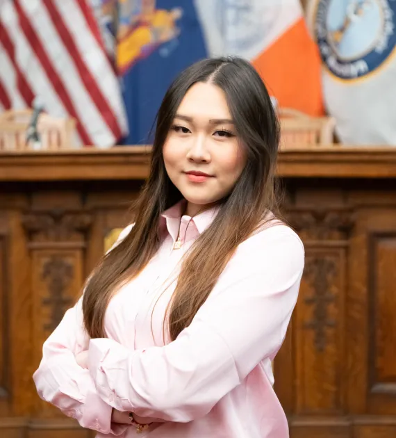 Olivia Xia poses at City Hall TTC event