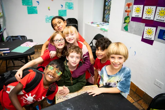 Y Afterschool kids posing.