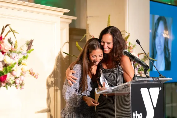 Honoree Theodora Diamantis, Skanska USA, with her daughter at Golf and Gala
