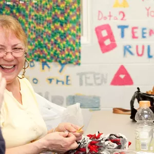 Adults knitting at the YMCA