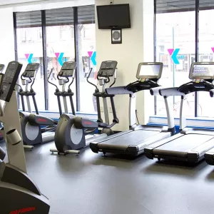 Treadmills and stairmasters in Flatbush YMCA cardio fitness center in Brooklyn