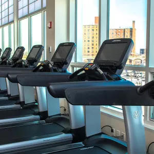 Treadmills at Rockaway YMCA fitness center in Queens