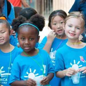 Group of preschool kids at Chinatown YMCA summer camp