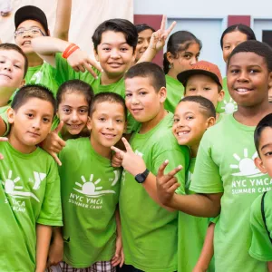Group of summer campers at Park Slope Armory track