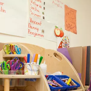Young girl in UPK classroom at Ridgewood YMCA in Queens