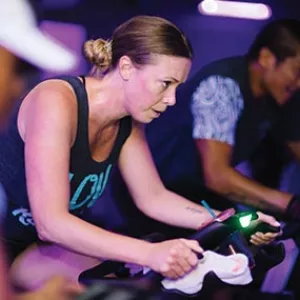 Woman in spin class