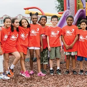 Group of summer campers on playground