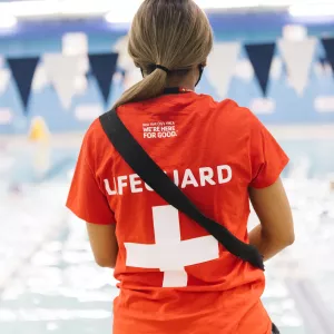 female lifeguard from behind