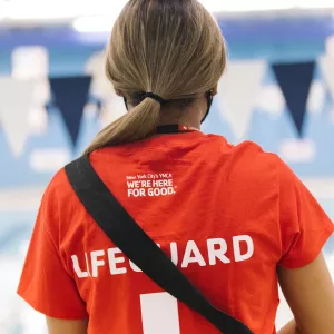 woman lifeguard from behind