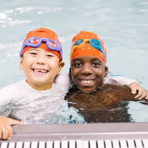 2 boys in pool