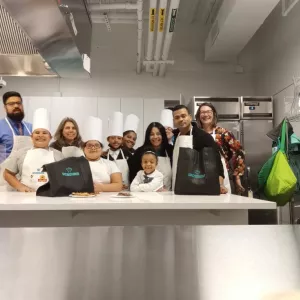 group photo in kitchen