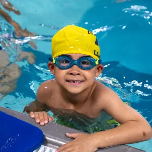 smiling child in swimming pool