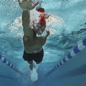 swimmer underwater in pool