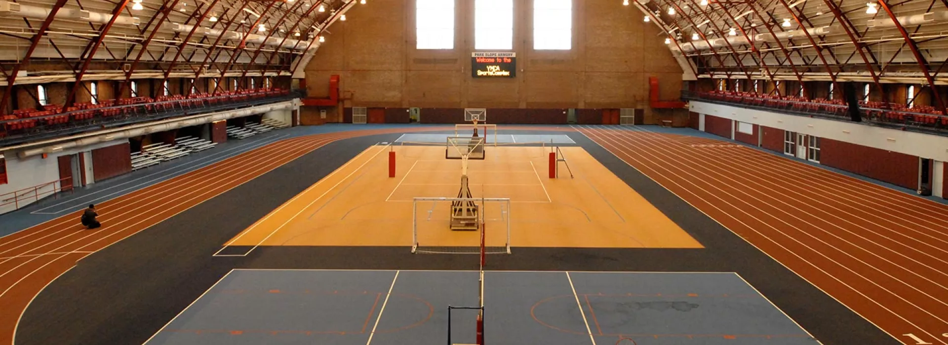 Basketball and indoor track at Park Slope Armory YMCA in Brooklyn