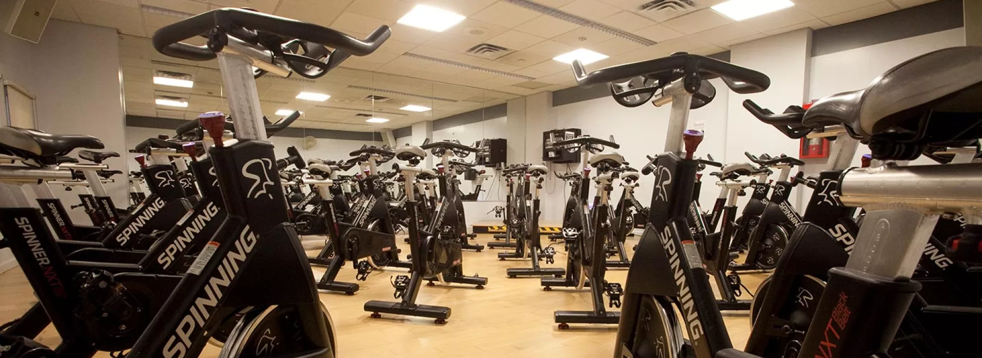 Spin bikes in Dodge YMCA spin studio in Brooklyn