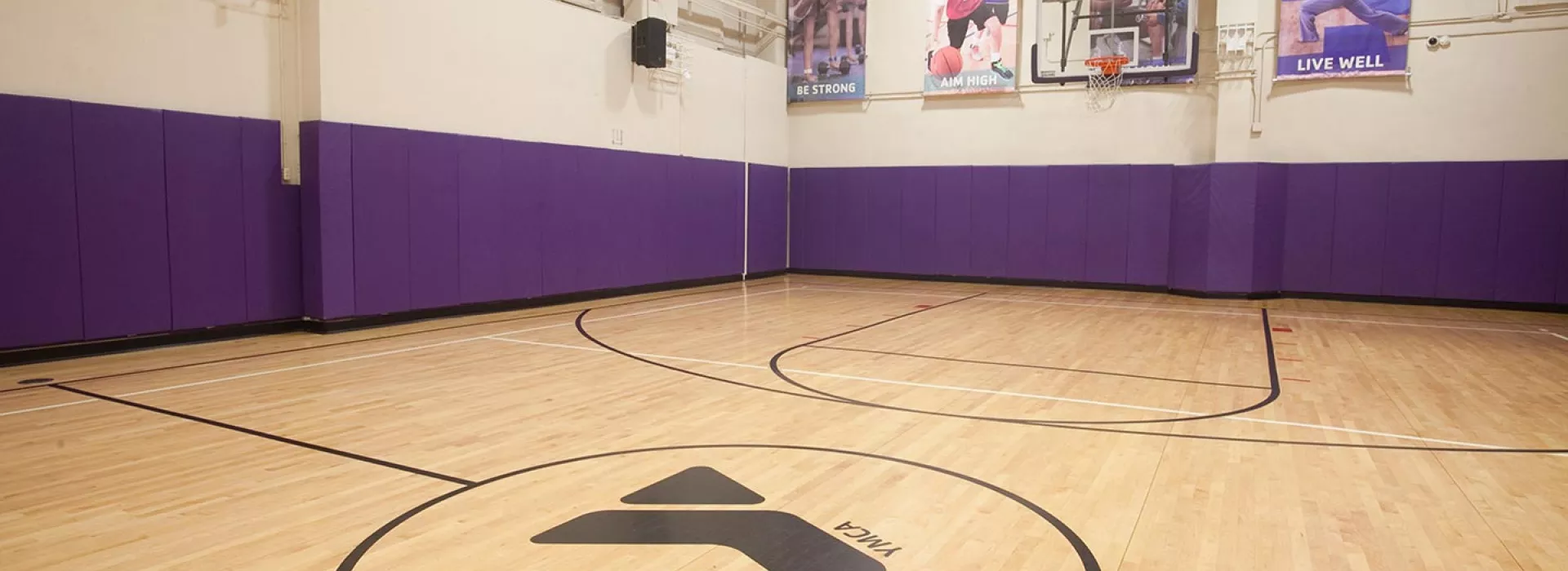 Indoor basketball court and gymnasium at Greenpoint YMCA
