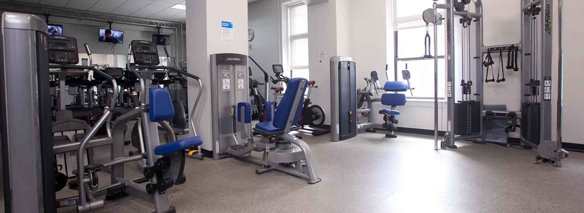 Strength training equipment at Greenpoint YMCA fitness center