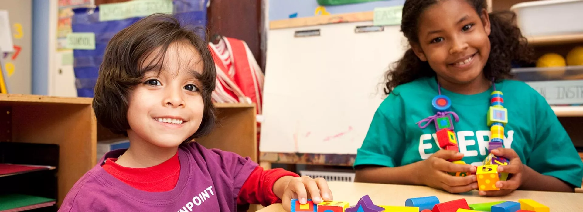 Two girls playing at Greenpoint YMCA in Brooklyn