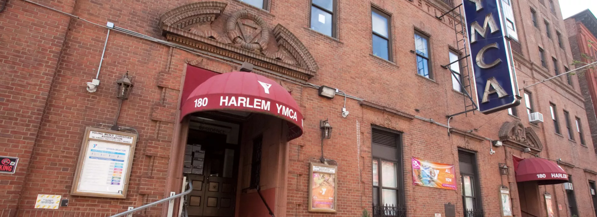 The exterior of the Harlem YMCA in Northern Manhattan.
