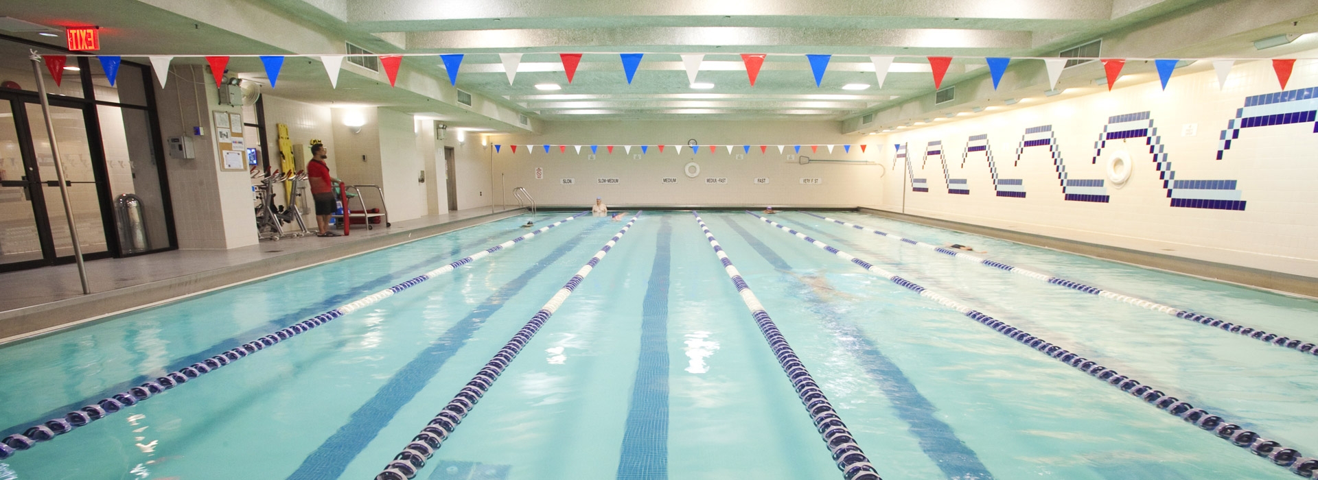 A clean, beautiful swimming pool at the Vanderbilt YMCA.
